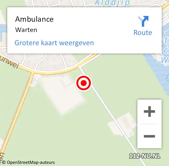 Locatie op kaart van de 112 melding: Ambulance Warten op 8 juli 2021 16:56