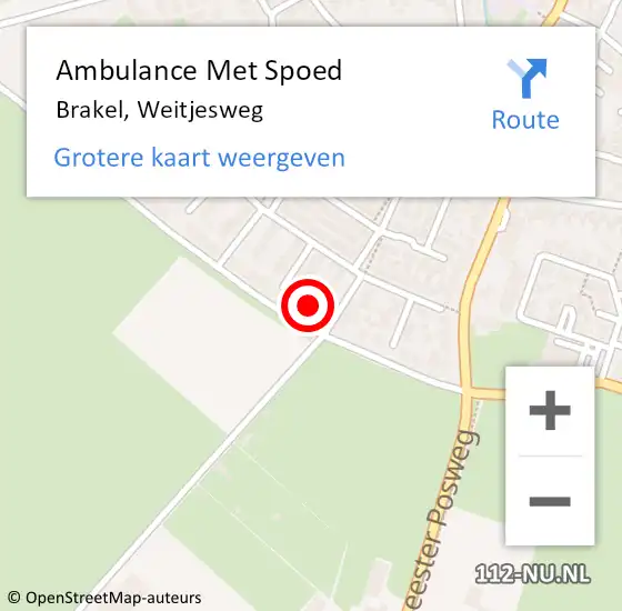 Locatie op kaart van de 112 melding: Ambulance Met Spoed Naar Brakel, Weitjesweg op 8 juli 2021 17:42