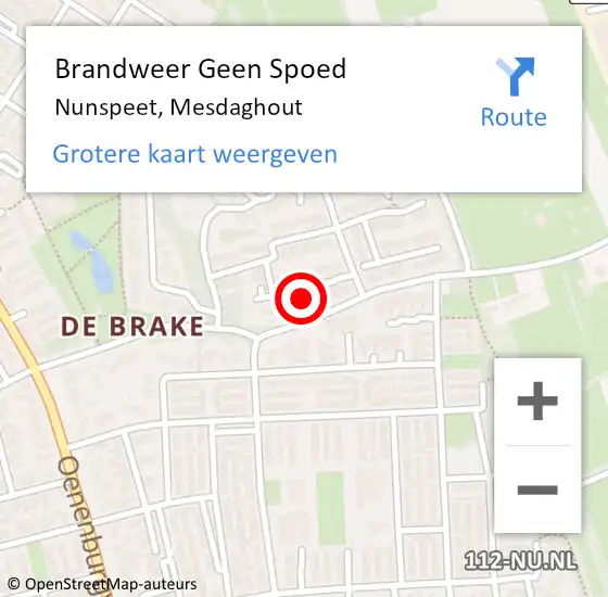 Locatie op kaart van de 112 melding: Brandweer Geen Spoed Naar Nunspeet, Mesdaghout op 8 juli 2021 17:45
