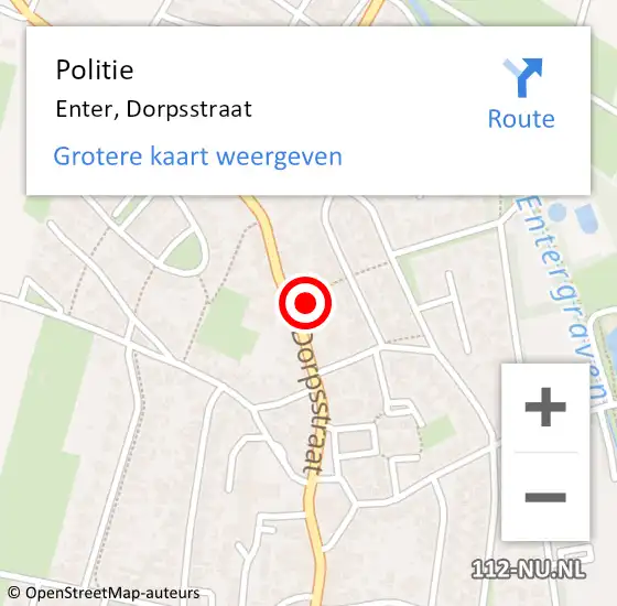 Locatie op kaart van de 112 melding: Politie Enter, Dorpsstraat op 8 juli 2021 20:03