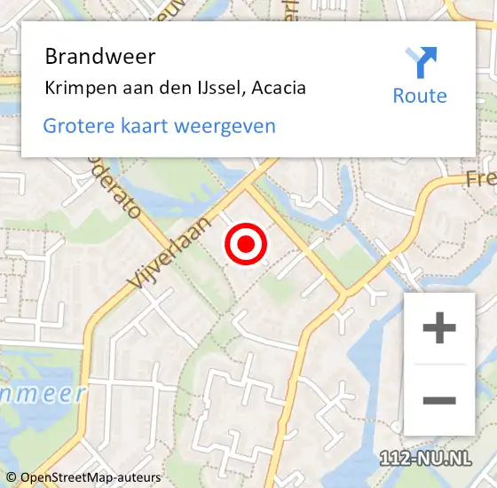 Locatie op kaart van de 112 melding: Brandweer Krimpen aan den IJssel, Acacia op 8 juli 2021 22:40