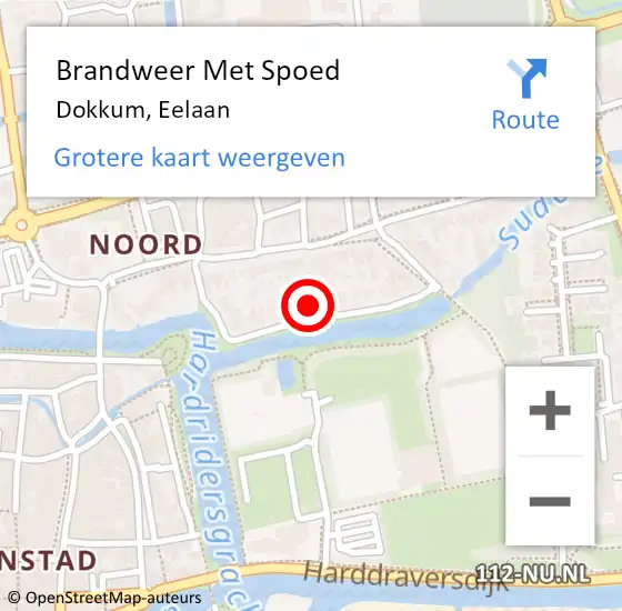 Locatie op kaart van de 112 melding: Brandweer Met Spoed Naar Dokkum, Eelaan op 9 juli 2021 07:40