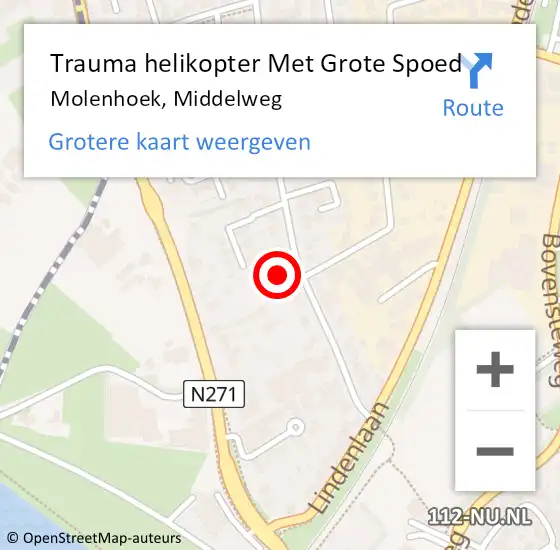 Locatie op kaart van de 112 melding: Trauma helikopter Met Grote Spoed Naar Molenhoek, Middelweg op 9 juli 2021 08:03