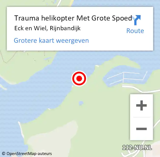 Locatie op kaart van de 112 melding: Trauma helikopter Met Grote Spoed Naar Eck en Wiel, Rijnbandijk op 9 juli 2021 08:55