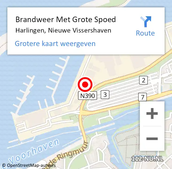 Locatie op kaart van de 112 melding: Brandweer Met Grote Spoed Naar Harlingen, Nieuwe Vissershaven op 9 juli 2021 08:56