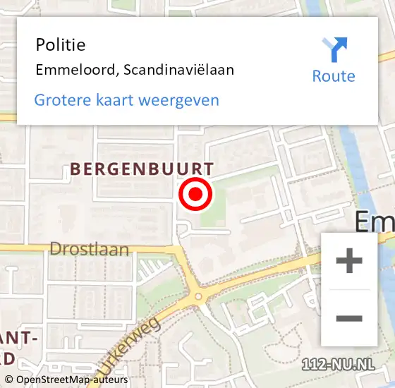Locatie op kaart van de 112 melding: Politie Emmeloord, Scandinaviëlaan op 9 juli 2021 12:44
