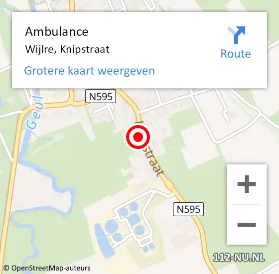 Locatie op kaart van de 112 melding: Ambulance Wijlre, Knipstraat op 15 juni 2014 23:08