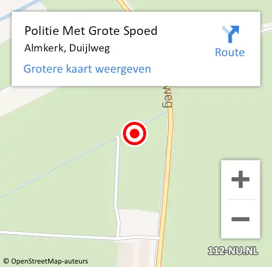 Locatie op kaart van de 112 melding: Politie Met Grote Spoed Naar Almkerk, Duijlweg op 9 juli 2021 14:53