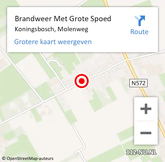 Locatie op kaart van de 112 melding: Brandweer Met Grote Spoed Naar Koningsbosch, Molenweg op 9 juli 2021 16:58