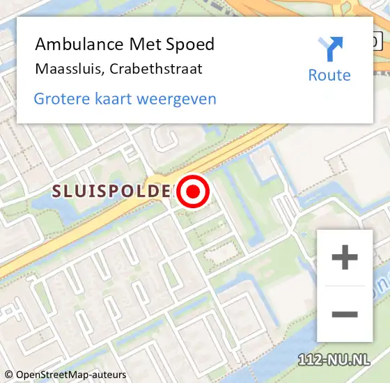 Locatie op kaart van de 112 melding: Ambulance Met Spoed Naar Maassluis, Crabethstraat op 9 juli 2021 23:54