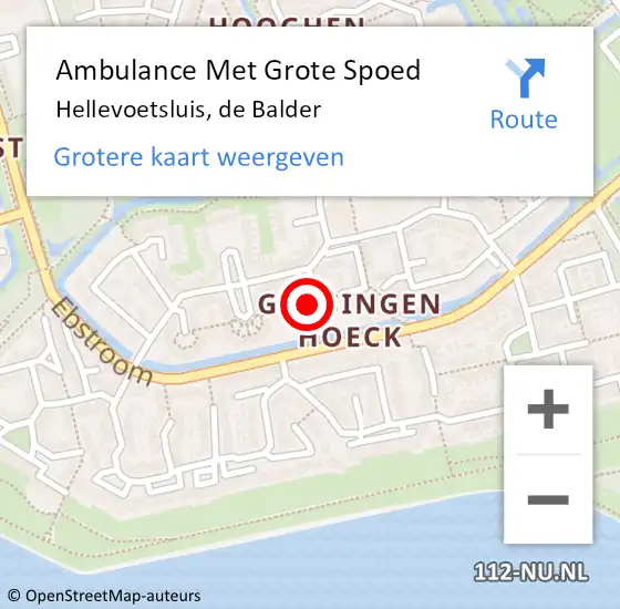 Locatie op kaart van de 112 melding: Ambulance Met Grote Spoed Naar Hellevoetsluis, de Balder op 10 juli 2021 01:32