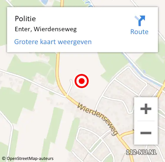 Locatie op kaart van de 112 melding: Politie Enter, Wierdenseweg op 10 juli 2021 02:43
