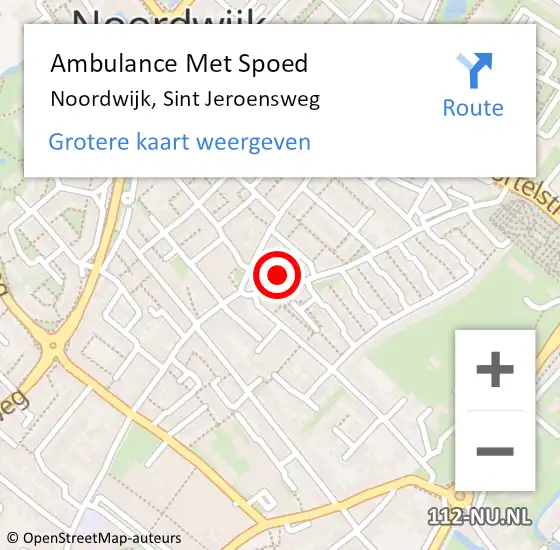 Locatie op kaart van de 112 melding: Ambulance Met Spoed Naar Noordwijk, Sint Jeroensweg op 10 juli 2021 03:04