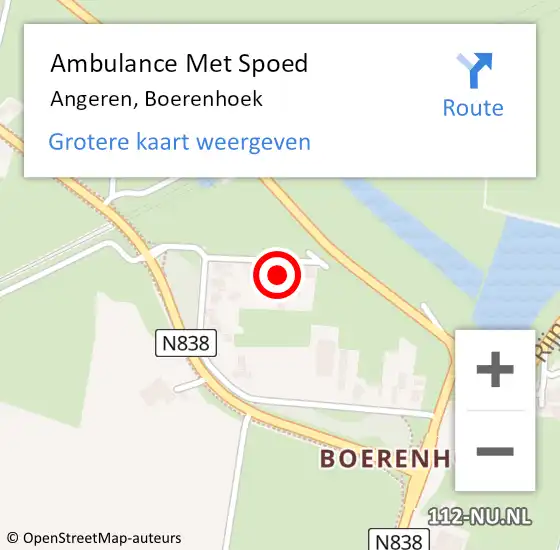 Locatie op kaart van de 112 melding: Ambulance Met Spoed Naar Angeren, Boerenhoek op 10 juli 2021 07:35
