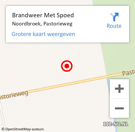 Locatie op kaart van de 112 melding: Brandweer Met Spoed Naar Noordbroek, Pastorieweg op 10 juli 2021 08:18