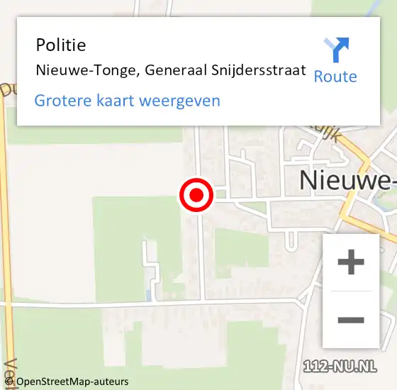 Locatie op kaart van de 112 melding: Politie Nieuwe-Tonge, Generaal Snijdersstraat op 10 juli 2021 12:59