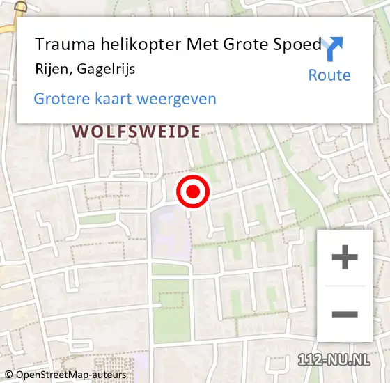 Locatie op kaart van de 112 melding: Trauma helikopter Met Grote Spoed Naar Rijen, Gagelrijs op 10 juli 2021 14:27