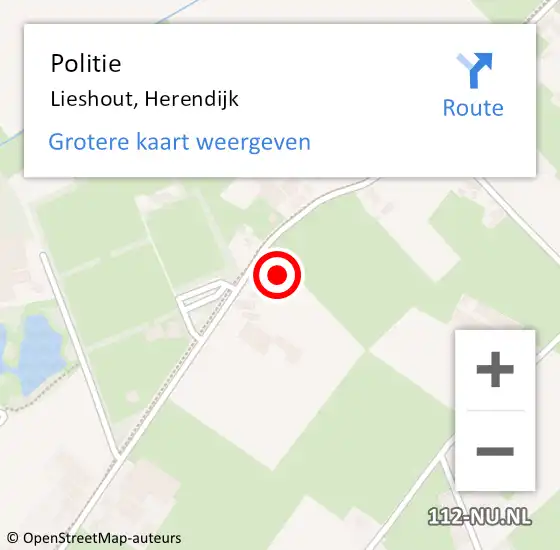 Locatie op kaart van de 112 melding: Politie Lieshout, Herendijk op 10 juli 2021 14:28