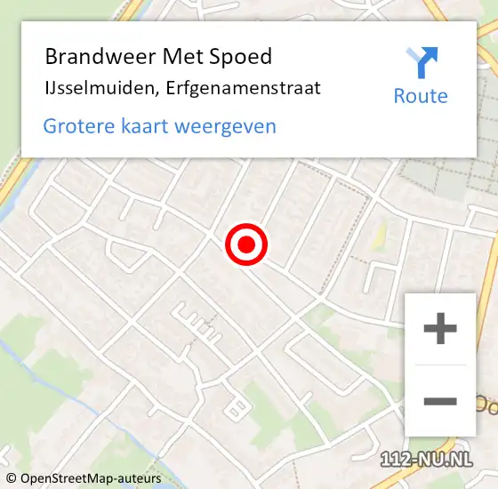 Locatie op kaart van de 112 melding: Brandweer Met Spoed Naar IJsselmuiden, Erfgenamenstraat op 10 juli 2021 15:39