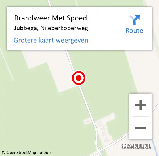Locatie op kaart van de 112 melding: Brandweer Met Spoed Naar Jubbega, Nijeberkoperweg op 10 juli 2021 17:12
