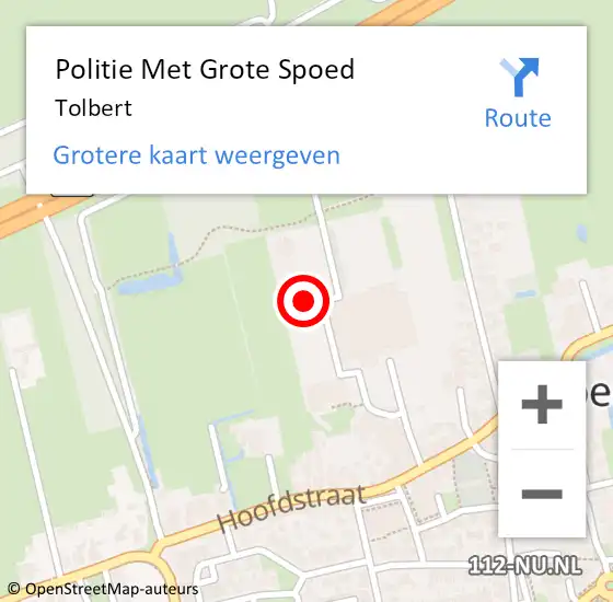 Locatie op kaart van de 112 melding: Politie Met Grote Spoed Naar Tolbert op 10 juli 2021 17:46