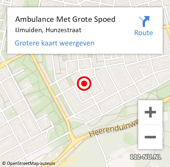 Locatie op kaart van de 112 melding: Ambulance Met Grote Spoed Naar IJmuiden, Hunzestraat op 10 juli 2021 19:00