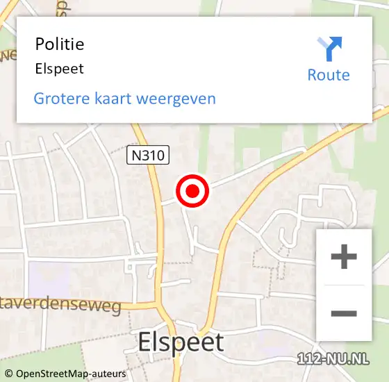 Locatie op kaart van de 112 melding: Politie Elspeet op 10 juli 2021 19:02