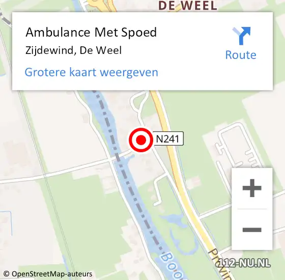 Locatie op kaart van de 112 melding: Ambulance Met Spoed Naar Zijdewind, De Weel op 10 juli 2021 19:21