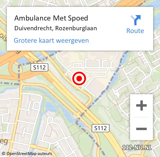Locatie op kaart van de 112 melding: Ambulance Met Spoed Naar Duivendrecht, Rozenburglaan op 10 juli 2021 22:02