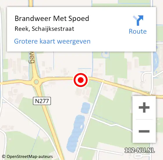 Locatie op kaart van de 112 melding: Brandweer Met Spoed Naar Reek, Schaijksestraat op 11 juli 2021 01:18