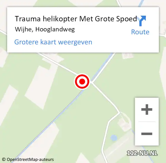 Locatie op kaart van de 112 melding: Trauma helikopter Met Grote Spoed Naar Wijhe, Hooglandweg op 11 juli 2021 03:22