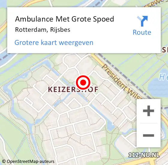 Locatie op kaart van de 112 melding: Ambulance Met Grote Spoed Naar Rotterdam, Rijsbes op 11 juli 2021 04:12