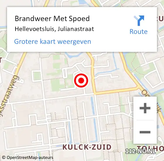 Locatie op kaart van de 112 melding: Brandweer Met Spoed Naar Hellevoetsluis, Julianastraat op 11 juli 2021 04:56