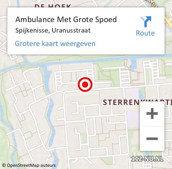 Locatie op kaart van de 112 melding: Ambulance Met Grote Spoed Naar Spijkenisse, Uranusstraat op 11 juli 2021 09:51