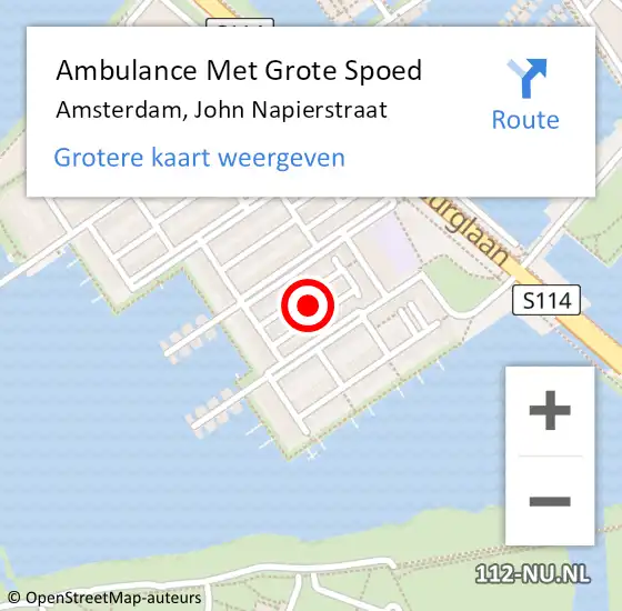 Locatie op kaart van de 112 melding: Ambulance Met Grote Spoed Naar Amsterdam, John Napierstraat op 11 juli 2021 12:46