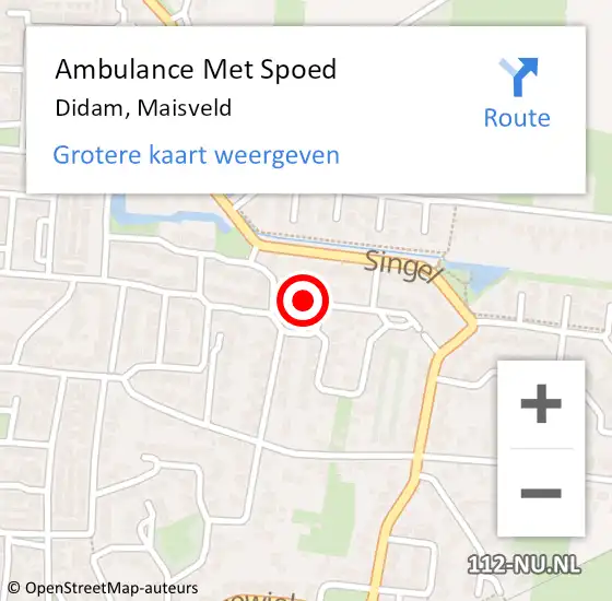 Locatie op kaart van de 112 melding: Ambulance Met Spoed Naar Didam, Maisveld op 11 juli 2021 15:36