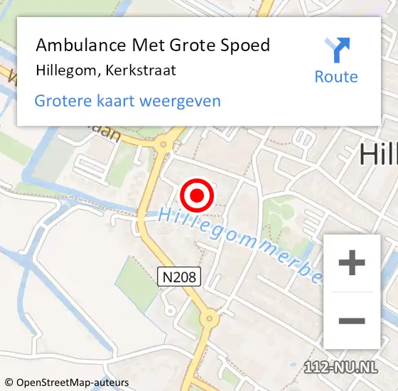 Locatie op kaart van de 112 melding: Ambulance Met Grote Spoed Naar Hillegom, Kerkstraat op 11 juli 2021 16:07