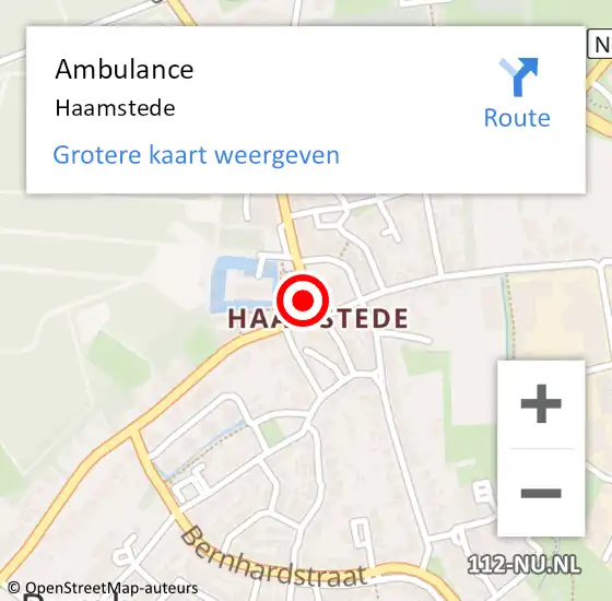 Locatie op kaart van de 112 melding: Ambulance Haamstede op 11 juli 2021 22:03