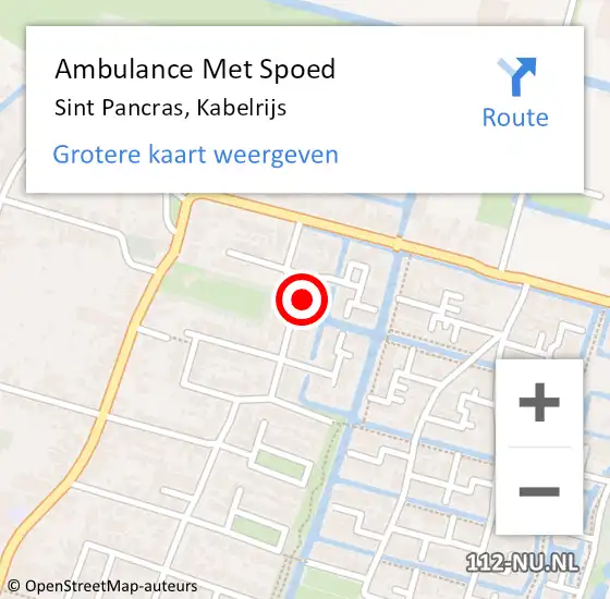 Locatie op kaart van de 112 melding: Ambulance Met Spoed Naar Sint Pancras, Kabelrijs op 12 juli 2021 09:37