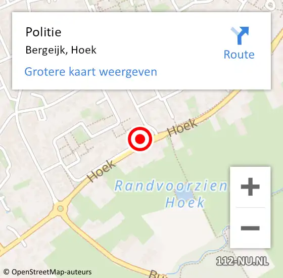 Locatie op kaart van de 112 melding: Politie Bergeijk, Hoek op 12 juli 2021 10:26