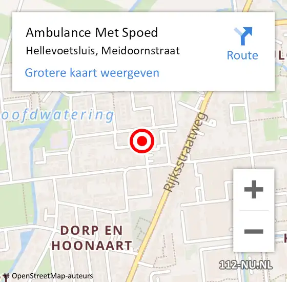 Locatie op kaart van de 112 melding: Ambulance Met Spoed Naar Hellevoetsluis, Meidoornstraat op 12 juli 2021 15:18