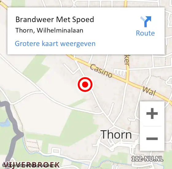 Locatie op kaart van de 112 melding: Brandweer Met Spoed Naar Thorn, Wilhelminalaan op 12 juli 2021 16:20