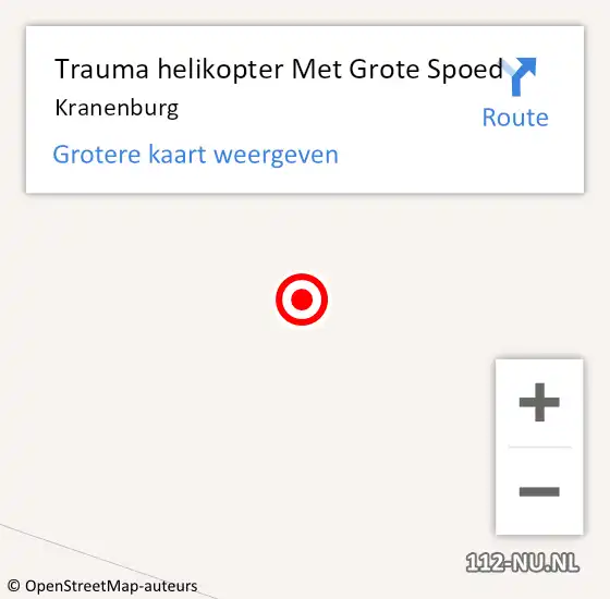 Locatie op kaart van de 112 melding: Trauma helikopter Met Grote Spoed Naar Kranenburg op 12 juli 2021 18:15