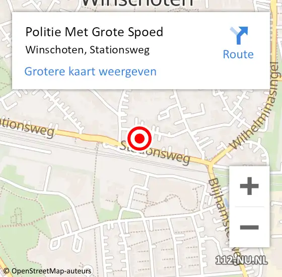 Locatie op kaart van de 112 melding: Politie Met Grote Spoed Naar Winschoten, Stationsweg op 12 juli 2021 21:55