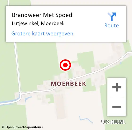 Locatie op kaart van de 112 melding: Brandweer Met Spoed Naar Lutjewinkel, Moerbeek op 13 juli 2021 08:27