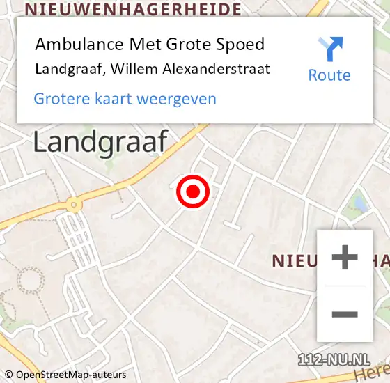 Locatie op kaart van de 112 melding: Ambulance Met Grote Spoed Naar Landgraaf, Willem Alexanderstraat op 13 juli 2021 15:30