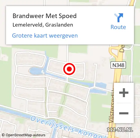 Locatie op kaart van de 112 melding: Brandweer Met Spoed Naar Lemelerveld, Graslanden op 13 juli 2021 16:06