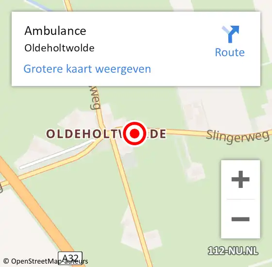 Locatie op kaart van de 112 melding: Ambulance Oldeholtwolde op 13 juli 2021 17:31