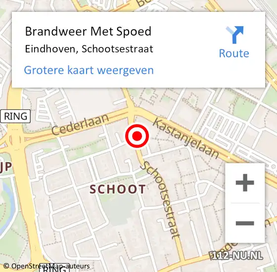 Locatie op kaart van de 112 melding: Brandweer Met Spoed Naar Eindhoven, Schootsestraat op 13 juli 2021 19:12