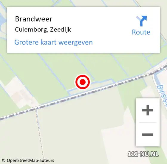 Locatie op kaart van de 112 melding: Brandweer Culemborg, Zeedijk op 13 juli 2021 20:20